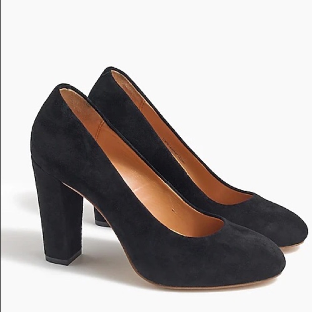 J. Crew Factory Black Suede Block Heel Pumps